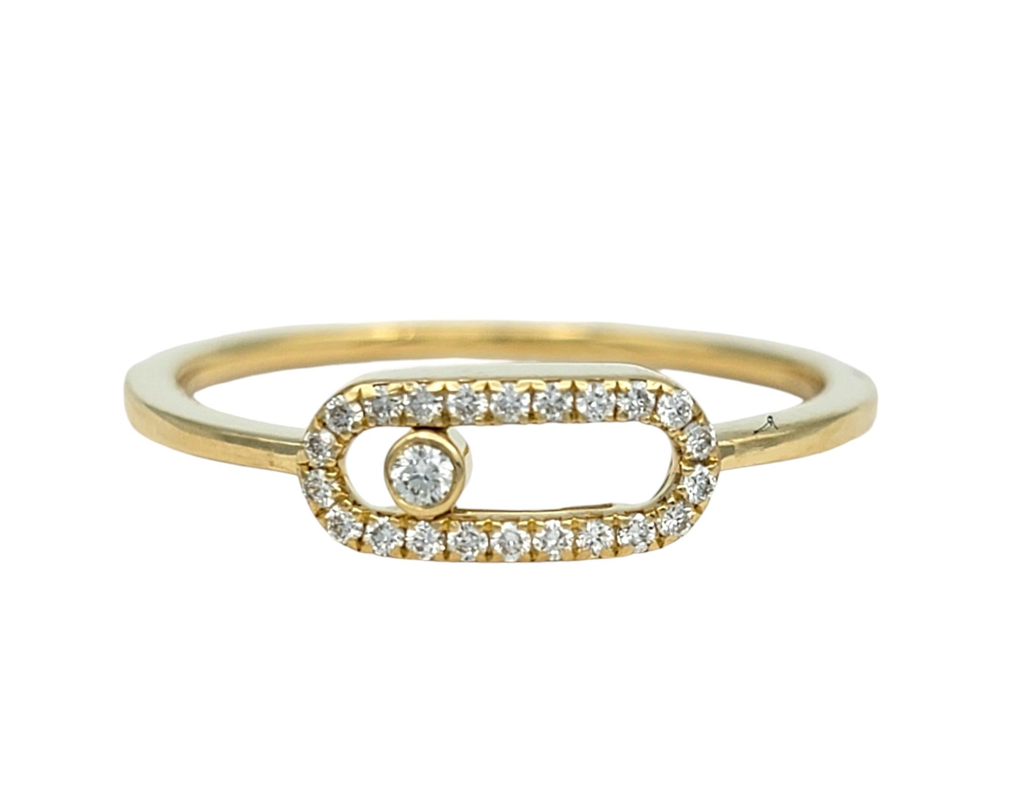 Ringgröße: 7 

Der Ring Messika Move Uno ist ein unverwechselbares Stück, das Eleganz und Bewegung neu definiert. Dieser Ring aus luxuriösem 18-karätigem Gelbgold verfügt über einen eleganten Diamantenpavé-Schieber, der sowohl zeitlose Schönheit als