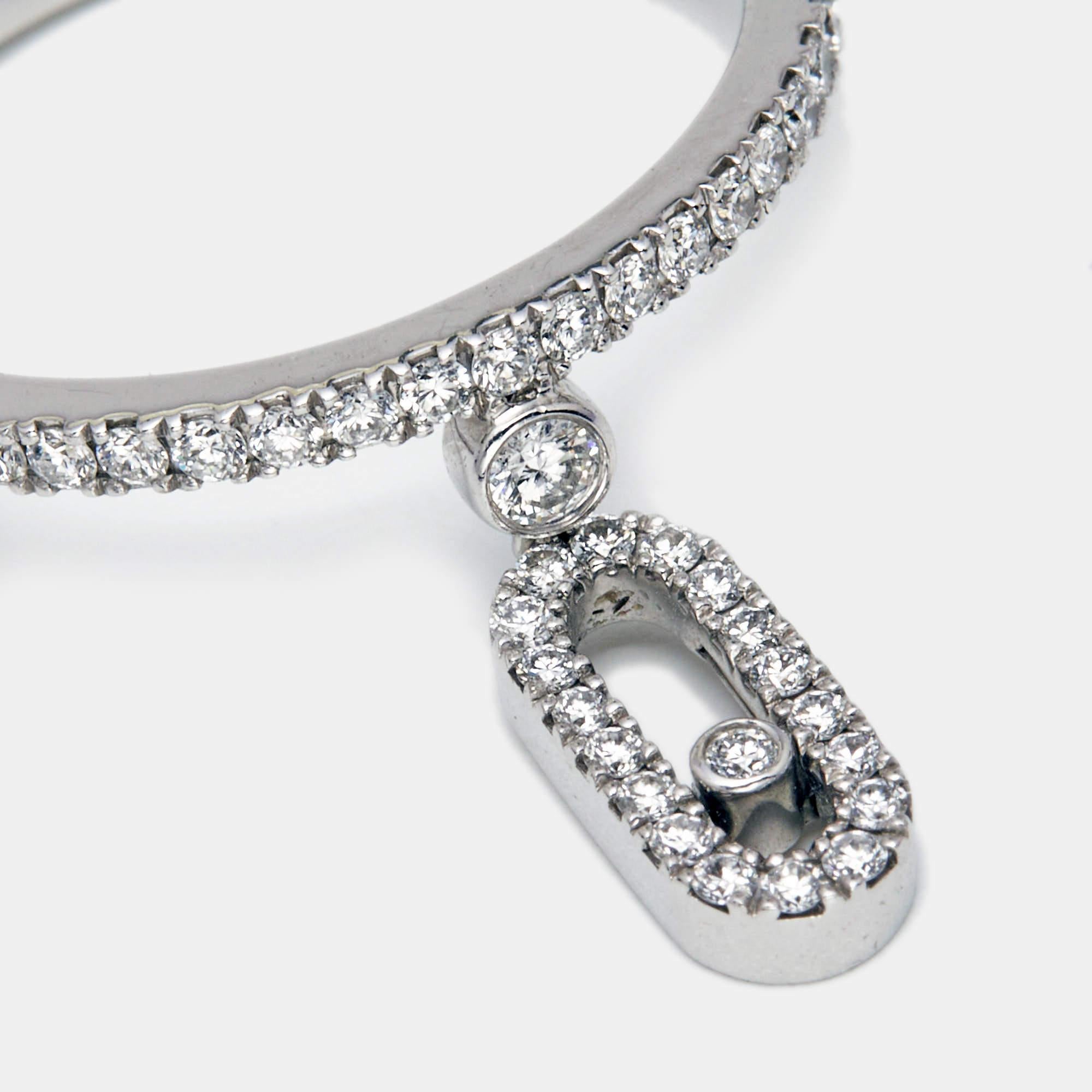 Messika Move Uno Pave Drop Diamonds 18k White Gold Ring 3