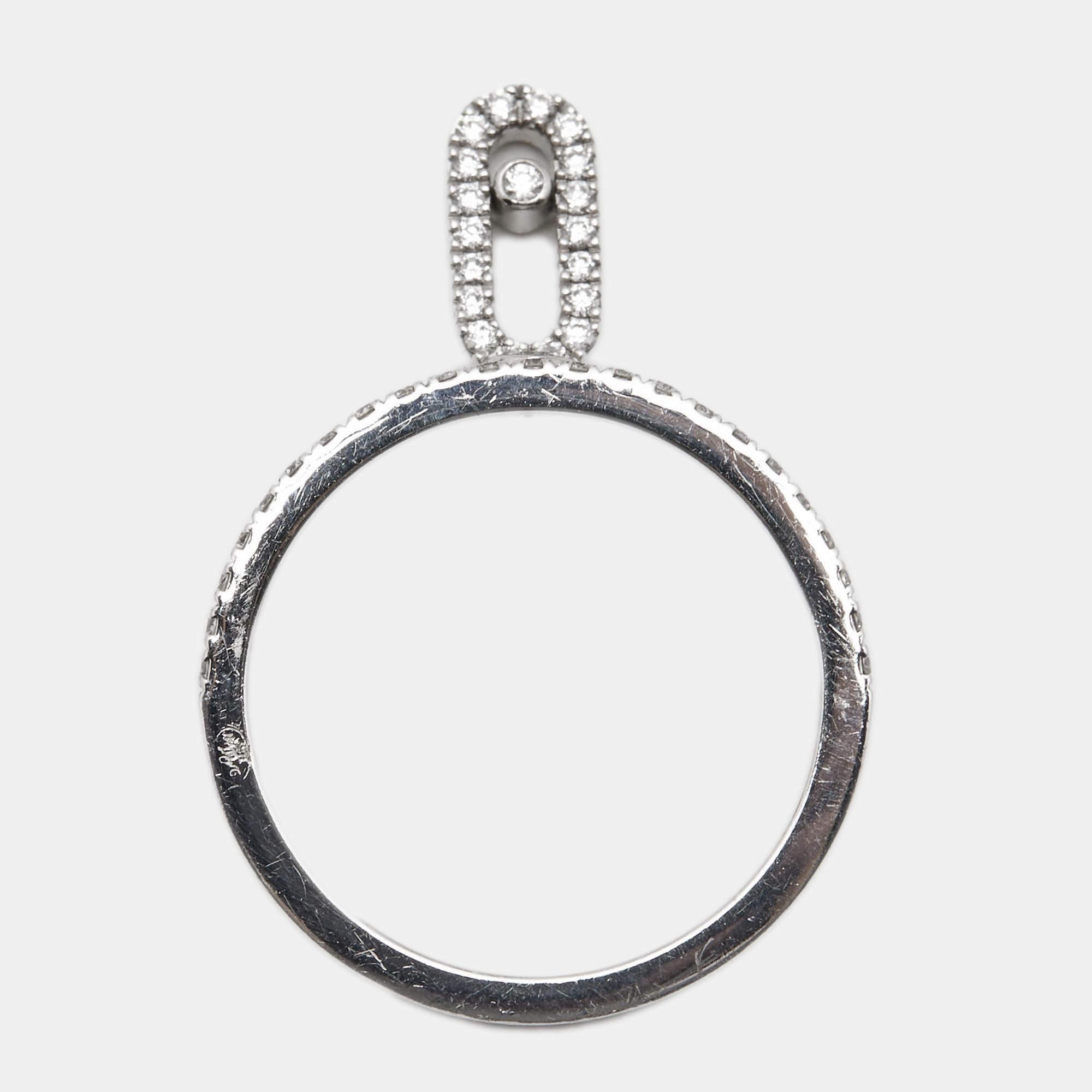 Messika Move Uno Pave Drop Diamonds 18k White Gold Ring 4
