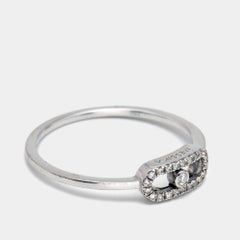 Messika Move Uno Paved Diamonds 18k White Gold Ring Size 56