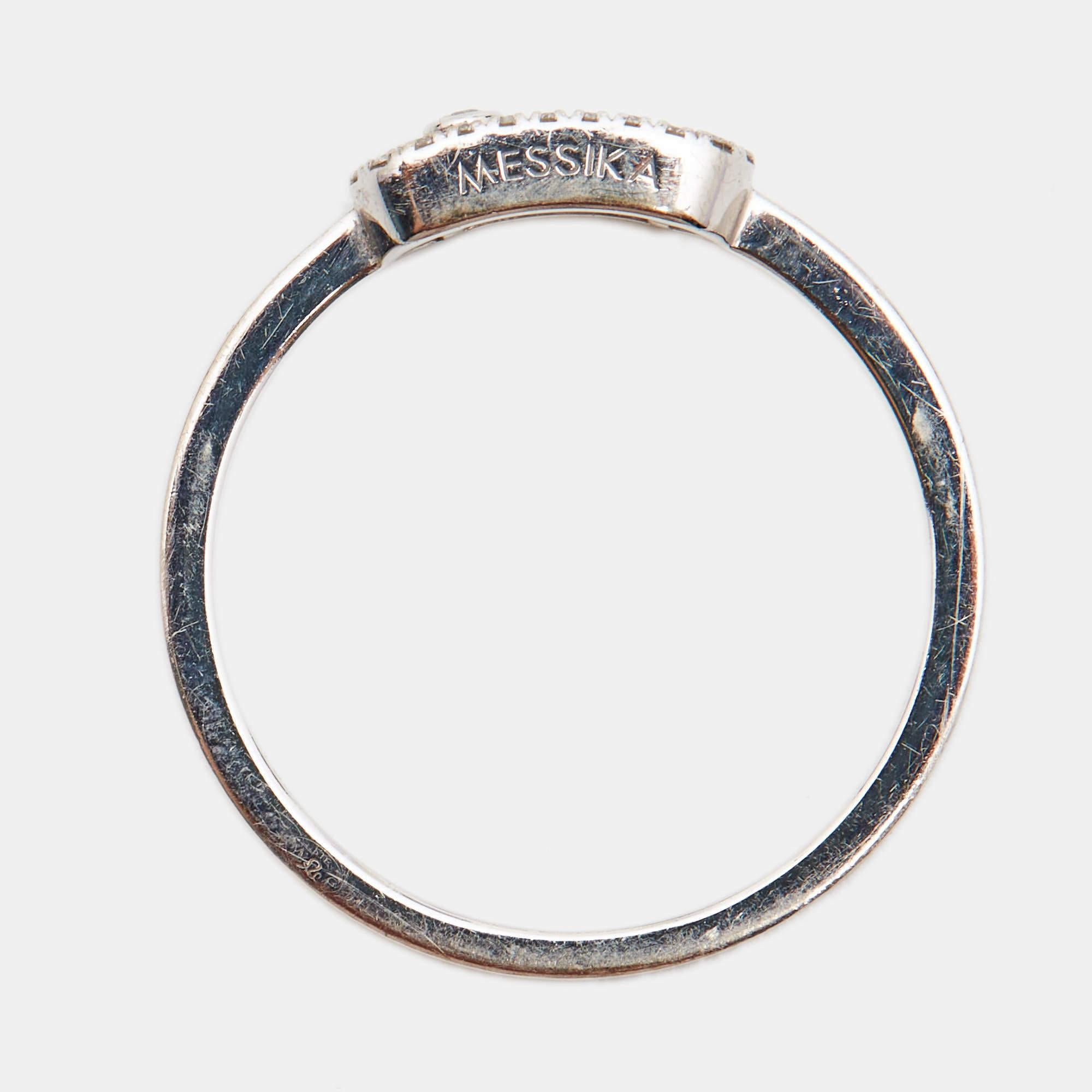 Messika Move Uno Paved Diamonds 18k White Gold Ring Size 56 In Good Condition In Dubai, Al Qouz 2