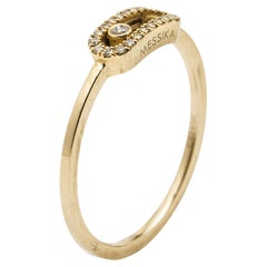 Messika Move Uno Paved Diamonds 18k Yellow Gold Ring Size 56