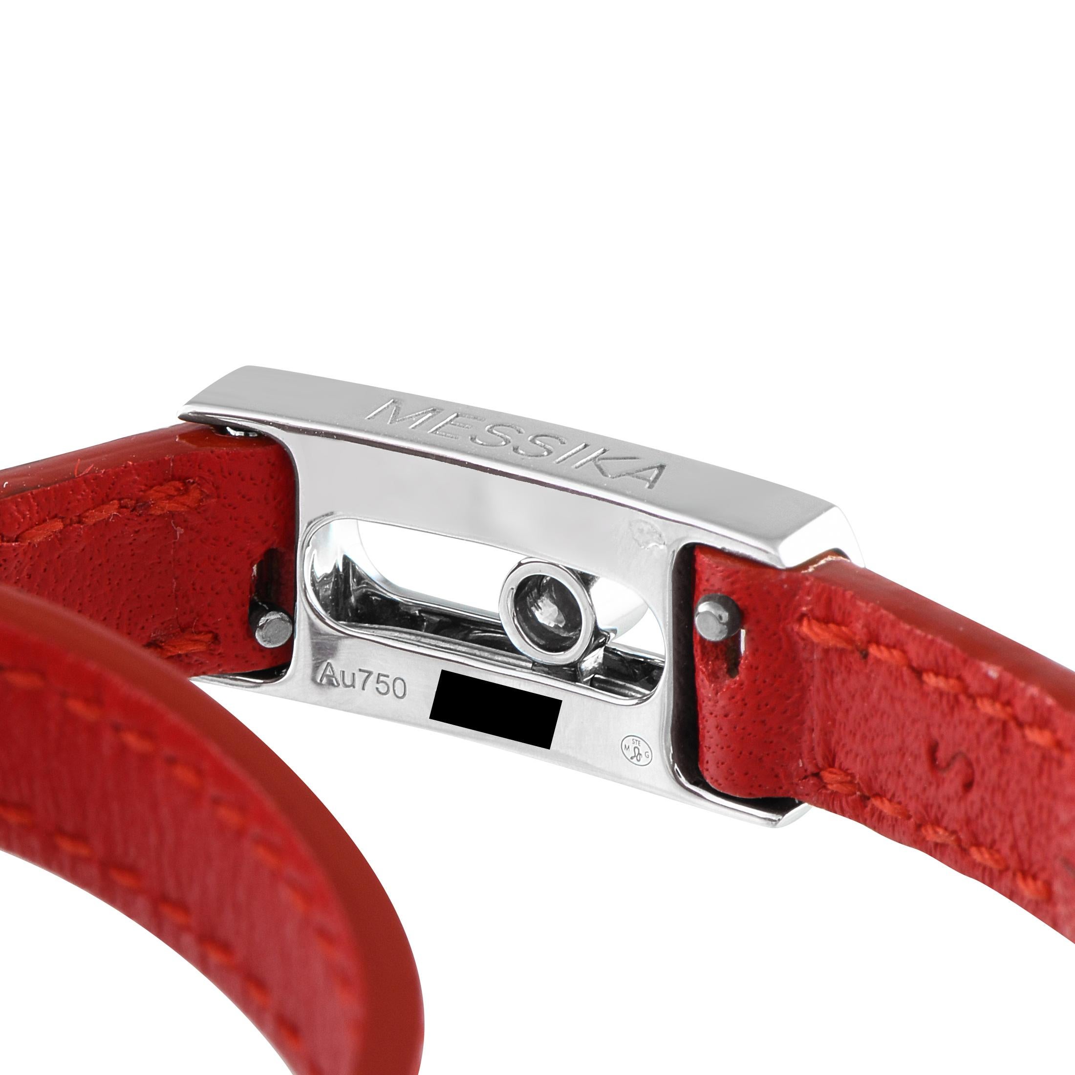 Messika My Move 18K Rose and White Gold 0.08 ct Diamond Leather Bracelet In New Condition In Southampton, PA