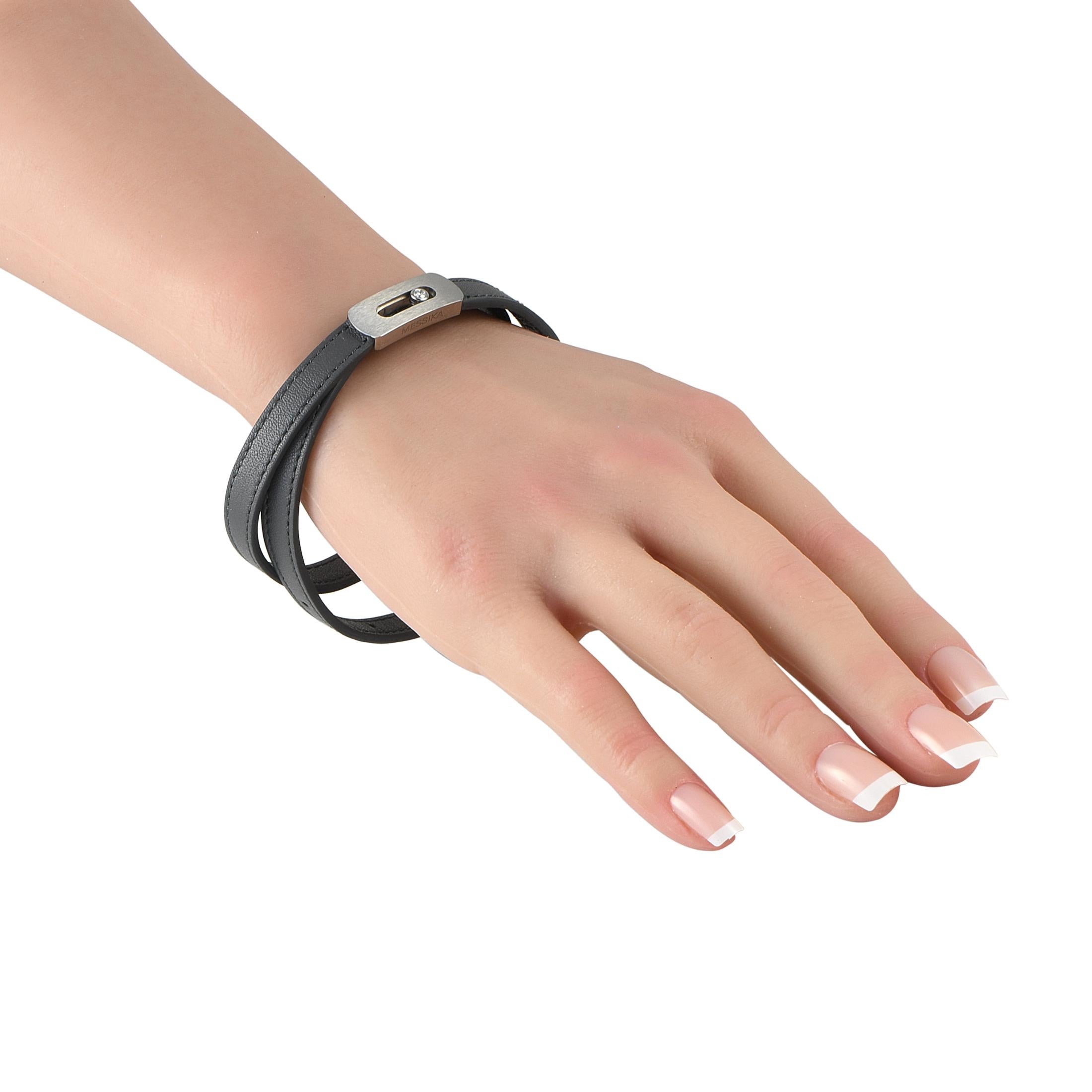 Add a touch of edge to any ensemble with this chic Messika My Move bracelet. A striking Titanium motif serves at as a stunning focal point on the double-wrapped design, while a freely moving bezel-set 0.08ct Diamond at the center provides the