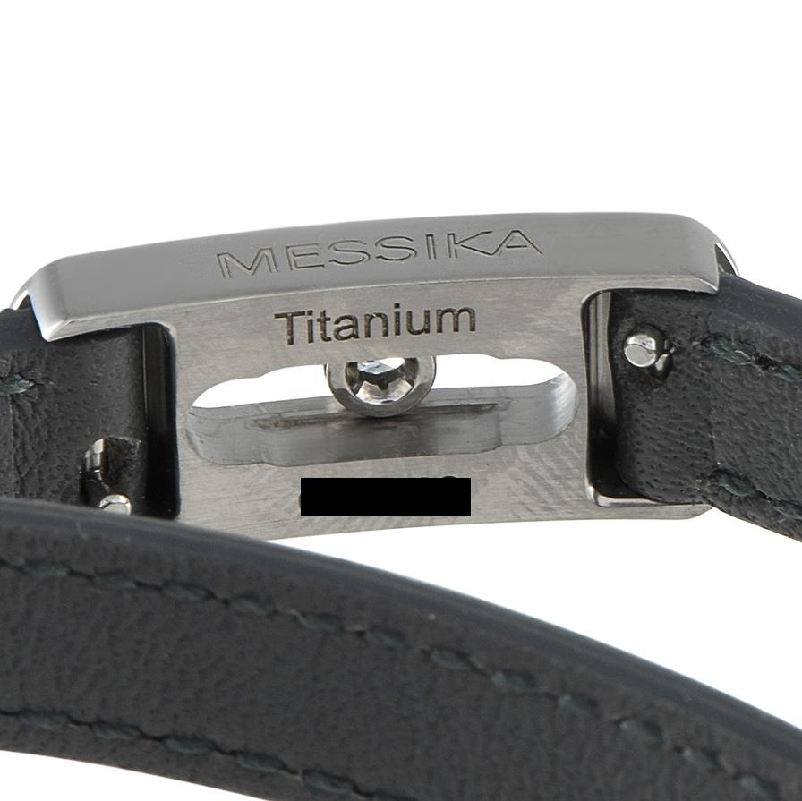 Messika My Move Titanium 0.08ct Diamond and Graphite Grey Leather Bracelet In New Condition In Southampton, PA