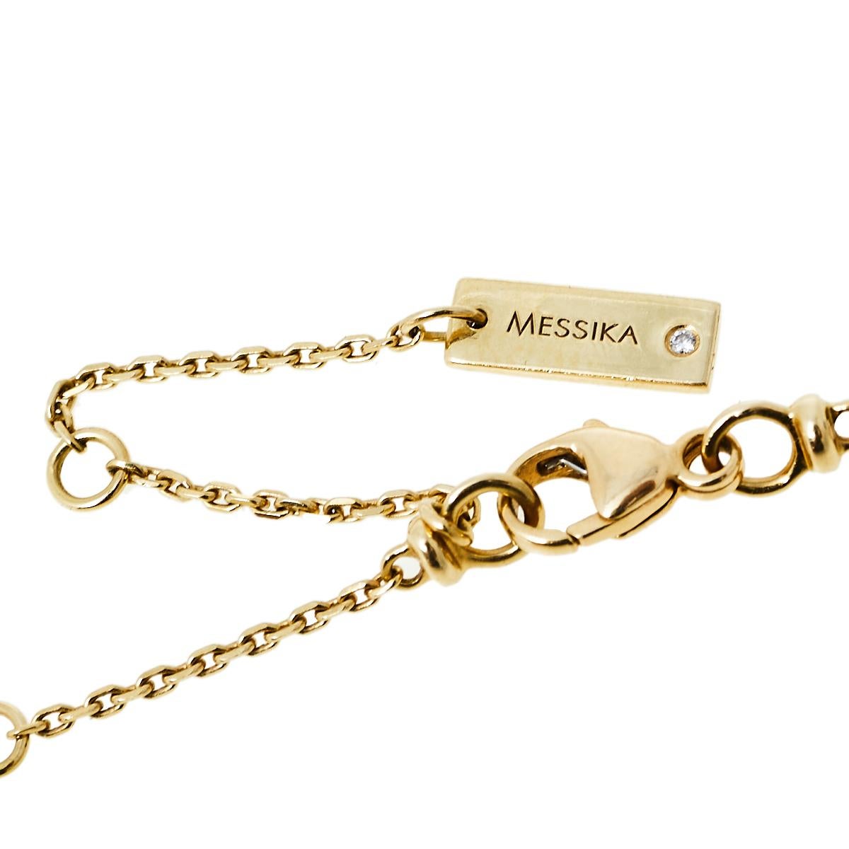 Women's Messika My Twin Tie Diamond 18K Yellow Gold Necklace