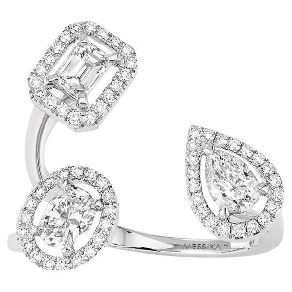 Messika 18k White Gold My Twin Trilogy Ring, Three Diamonds, France For Sale