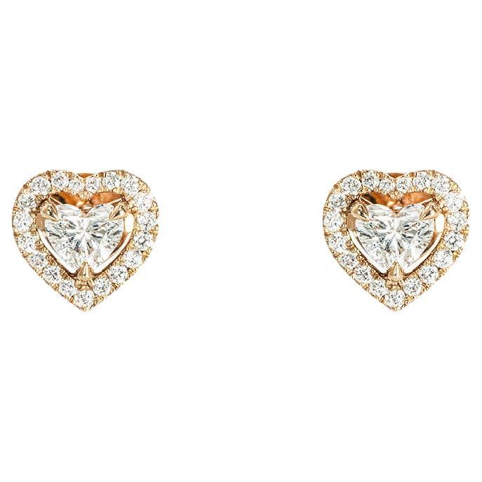 Messika Rose Gold Joy Cœur Heart Diamond Earrings 0.30ct 11562-PG