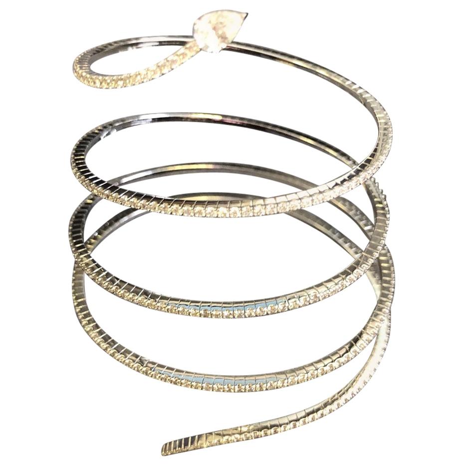 Messika Skinny Snake Diamond Bracelet in 18 Karat White Gold For Sale
