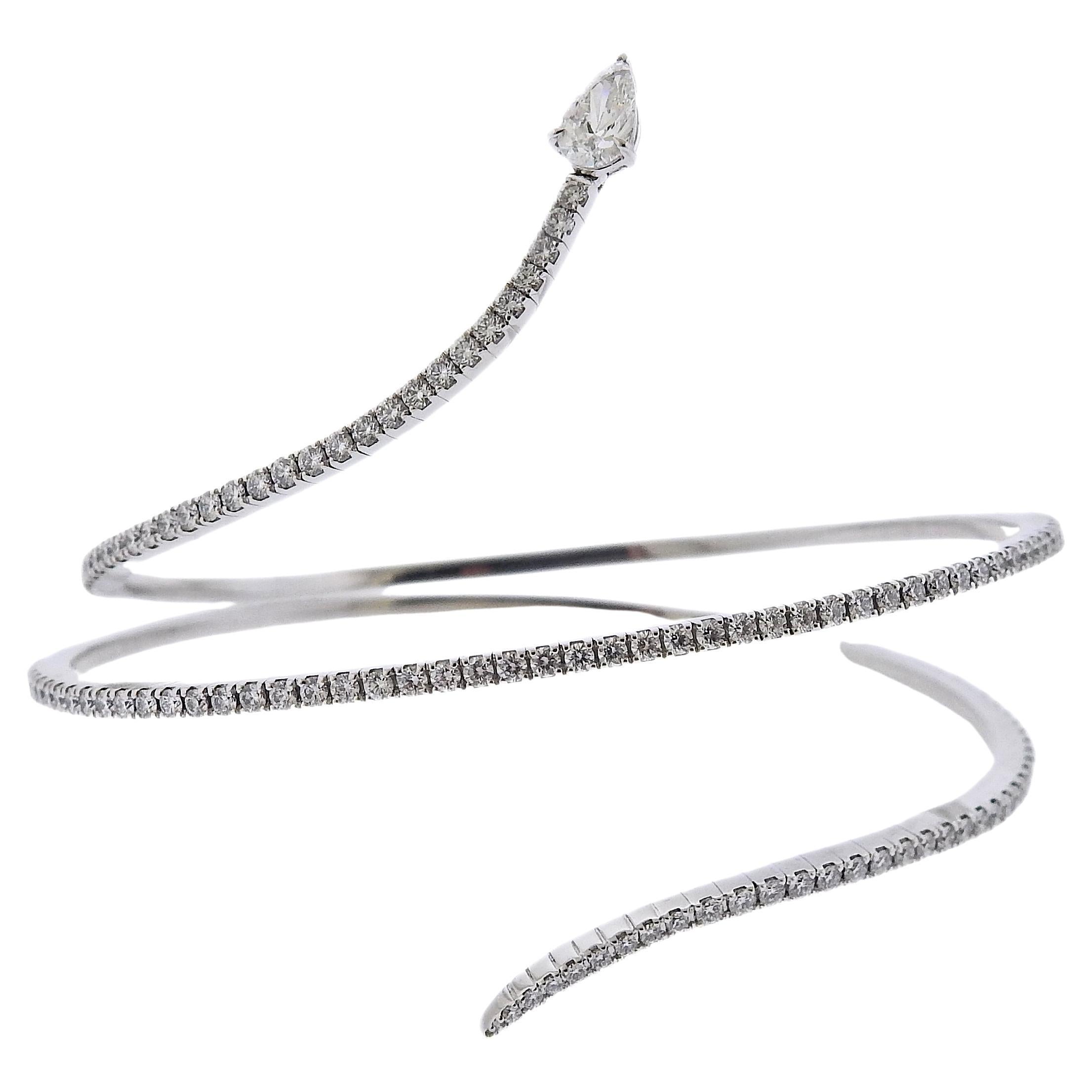 Bracelet enveloppant Messika en or blanc avec serpent et diamants en vente