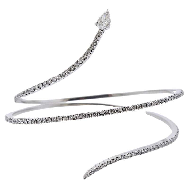 Pave Diamond Snake Wrap Bracelet at 1stDibs