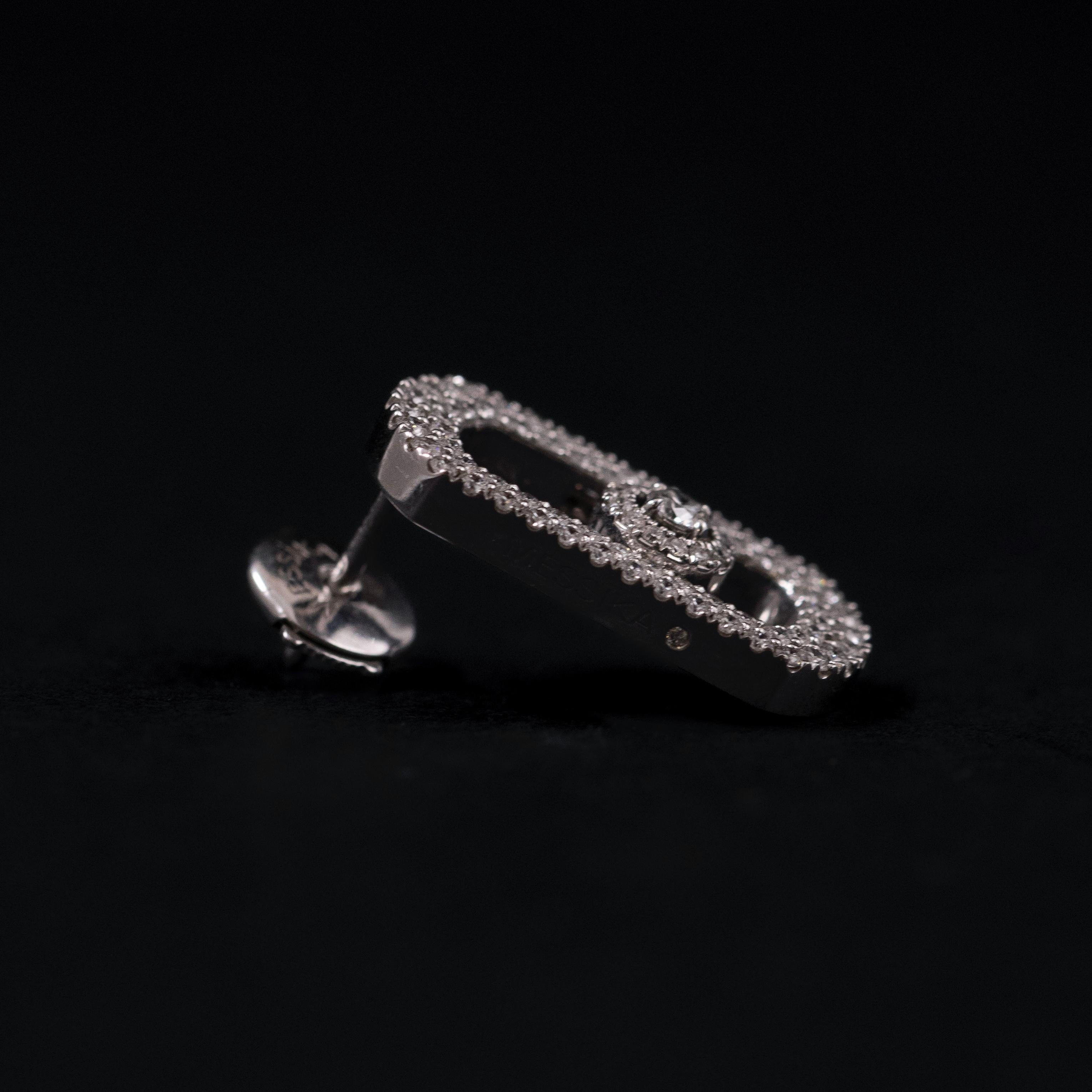 Messika Boucles d'oreilles diamant pavé So Move Or blanc 18K Français Contemporain Bon état - En vente à Lisbon, PT