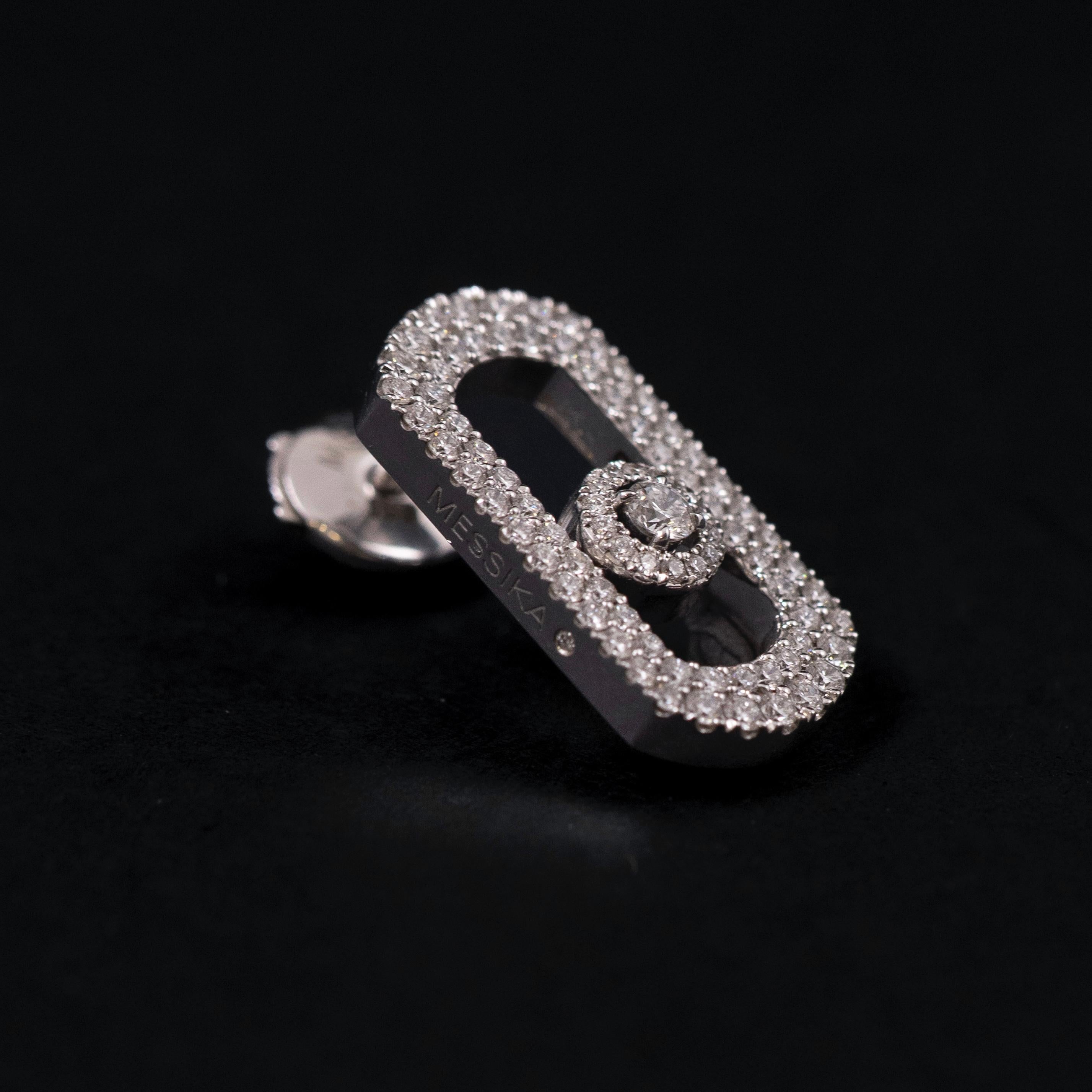 Messika Boucles d'oreilles diamant pavé So Move Or blanc 18K Français Contemporain Unisexe en vente