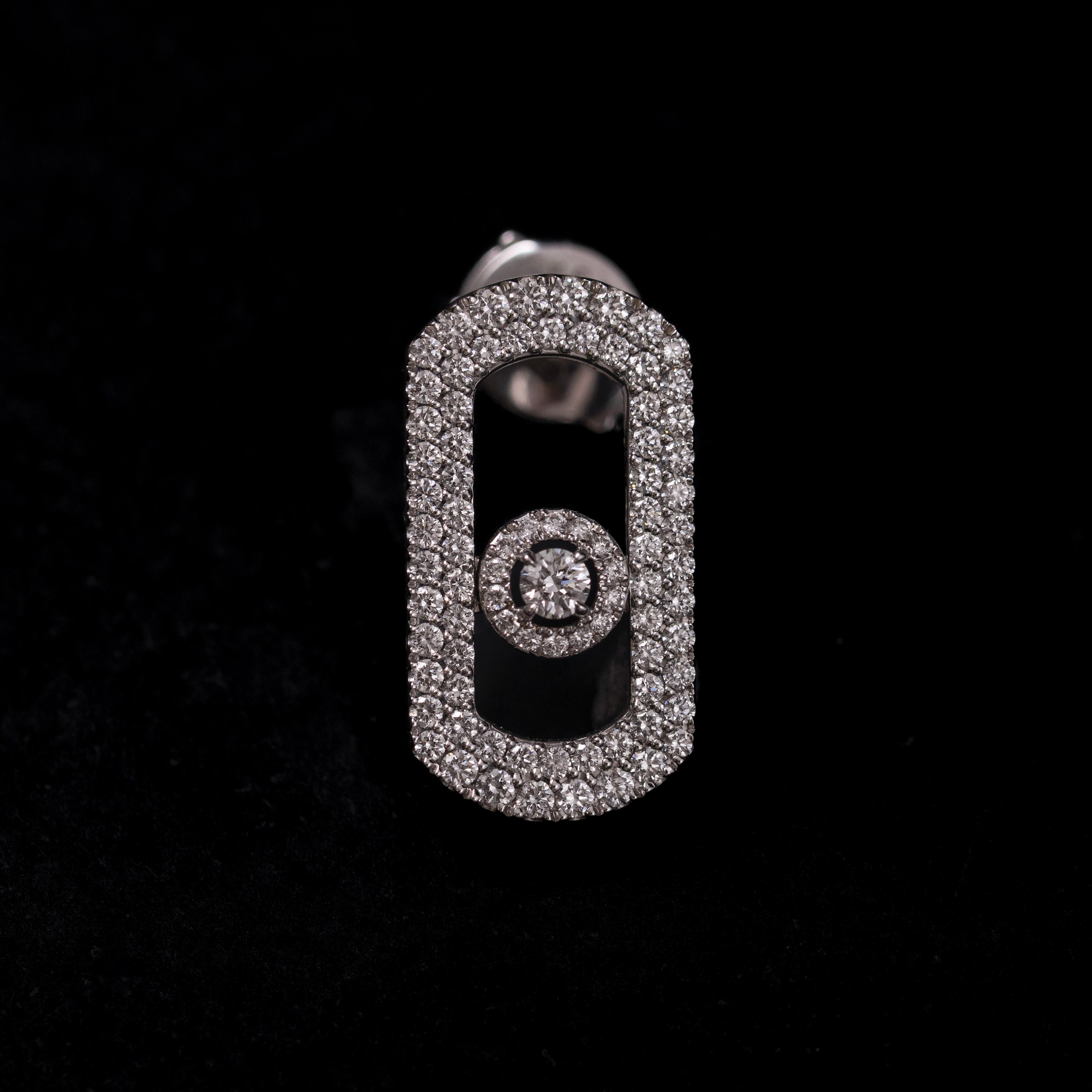 Messika Boucles d'oreilles diamant pavé So Move Or blanc 18K Français Contemporain en vente 1