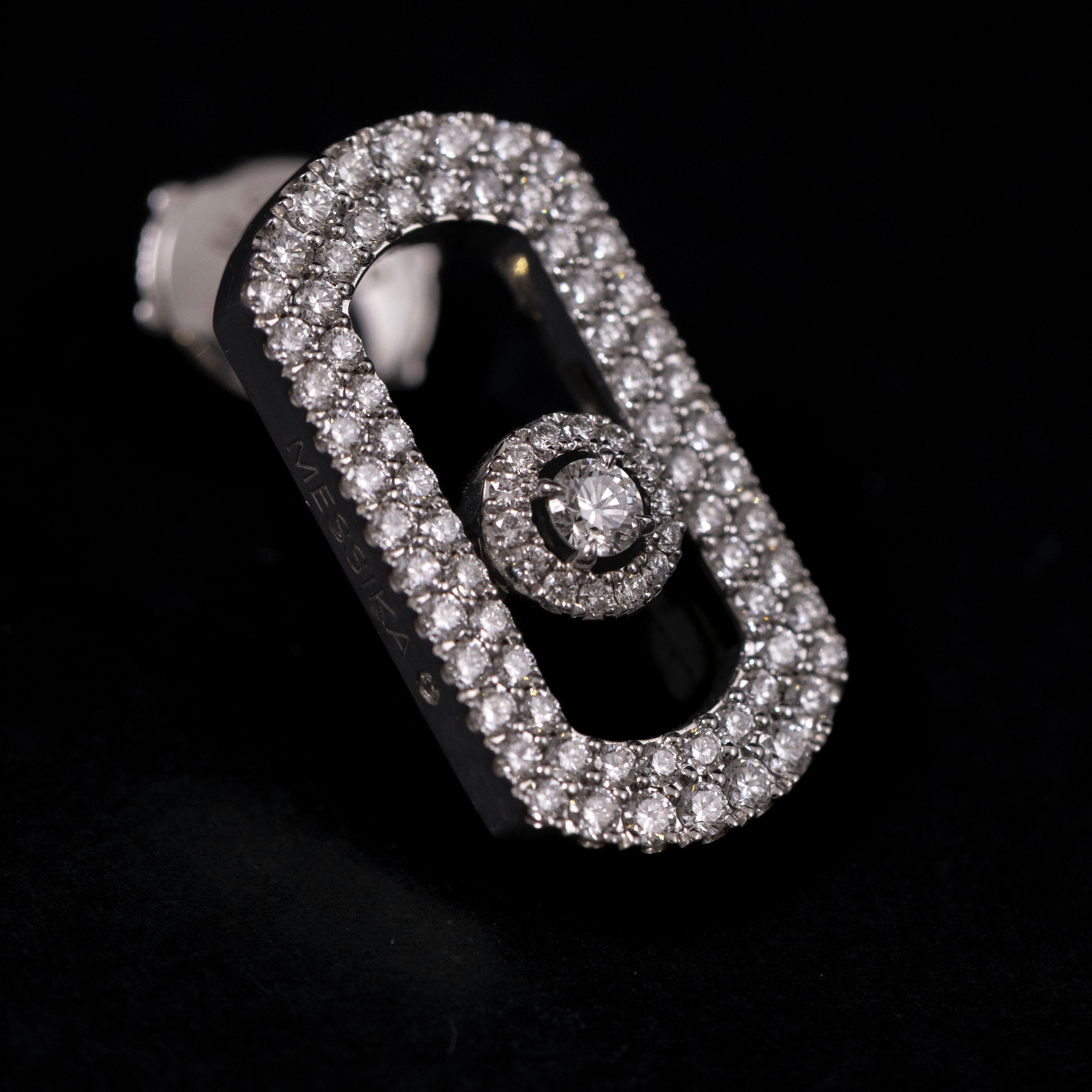 Messika Boucles d'oreilles diamant pavé So Move Or blanc 18K Français Contemporain en vente 2