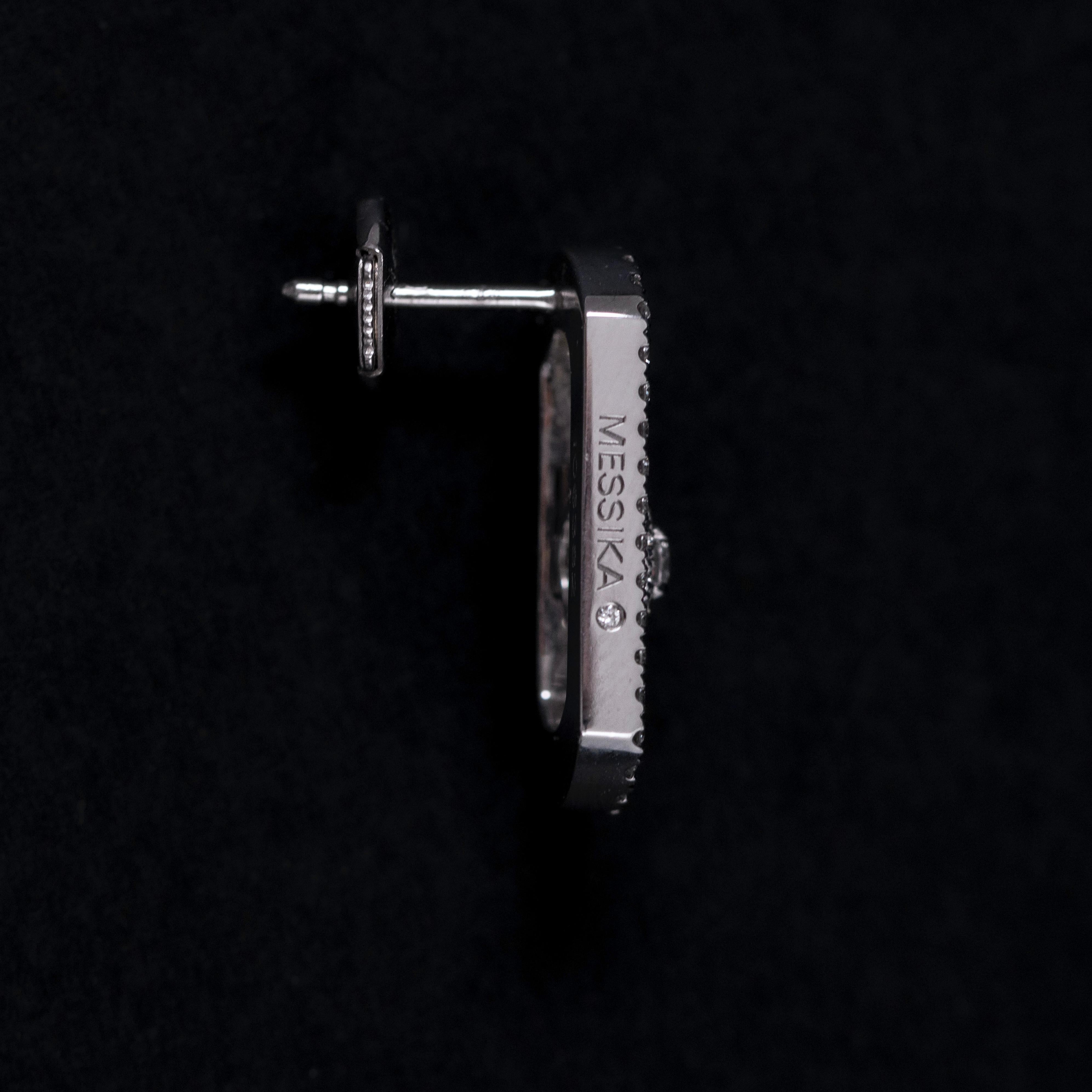 Messika Boucles d'oreilles diamant pavé So Move Or blanc 18K Français Contemporain en vente 3