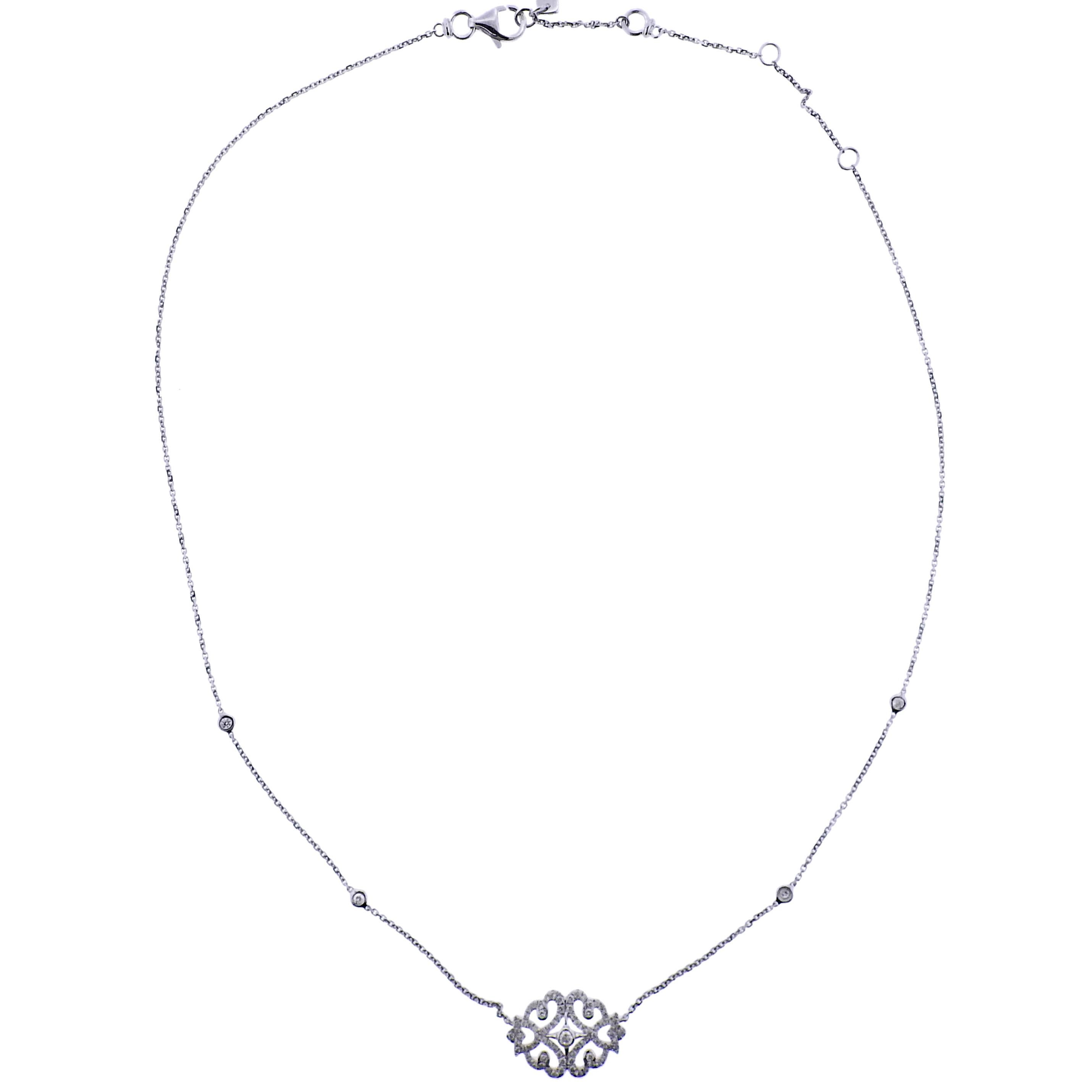 18k white gold Sultane necklace by Messika, with 0.38ctw G/VS diamonds. New, Store sample, with box. Retail $3444. Necklace is 14