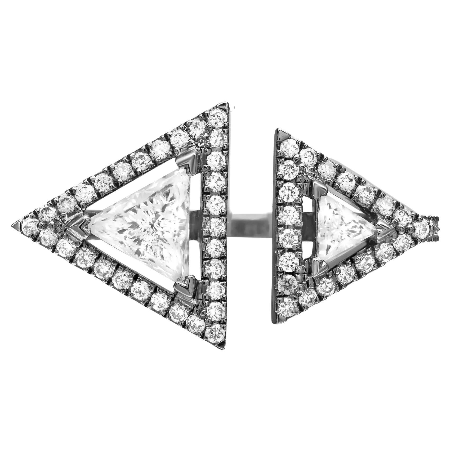 Messika Thea Bague Toi & Moi en or blanc noirci 18 carats et diamants Taille 54 US 6,75 en vente