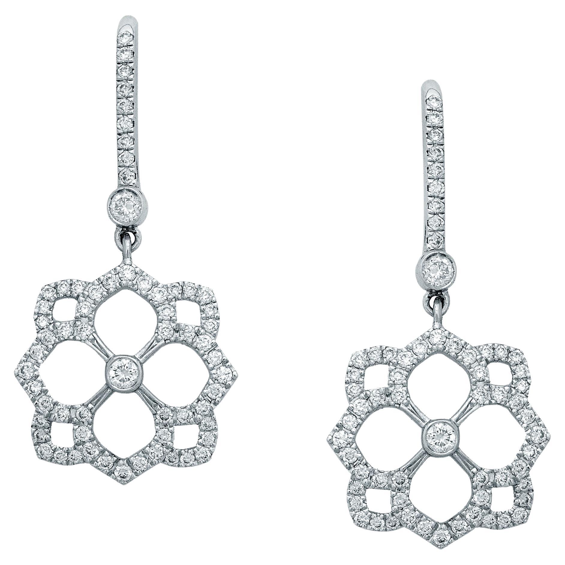 Messika White Gold & Diamond Floral Earrings For Sale