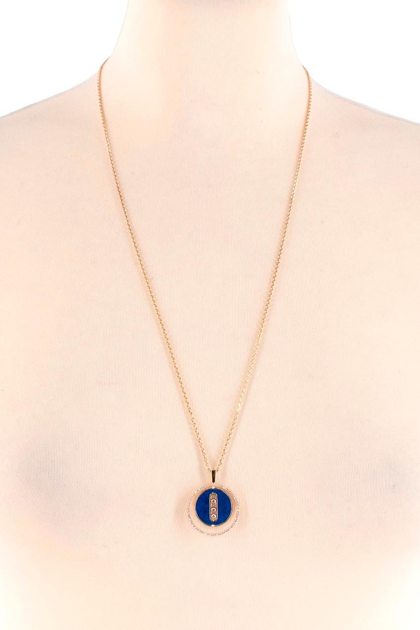 Messika Yellow Gold Diamond Necklace Lapis Lazuli Lucky Move In New Condition For Sale In London, GB
