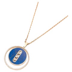Messika Yellow Gold Diamond Necklace Lapis Lazuli Lucky Move