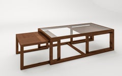 Messine Coffee Table by Hugues Chevalier, Handcrafted Wood & Glass