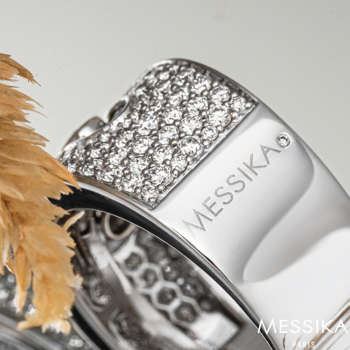 Women's or Men's Messiska White Gold Diamond Move Noa Ring