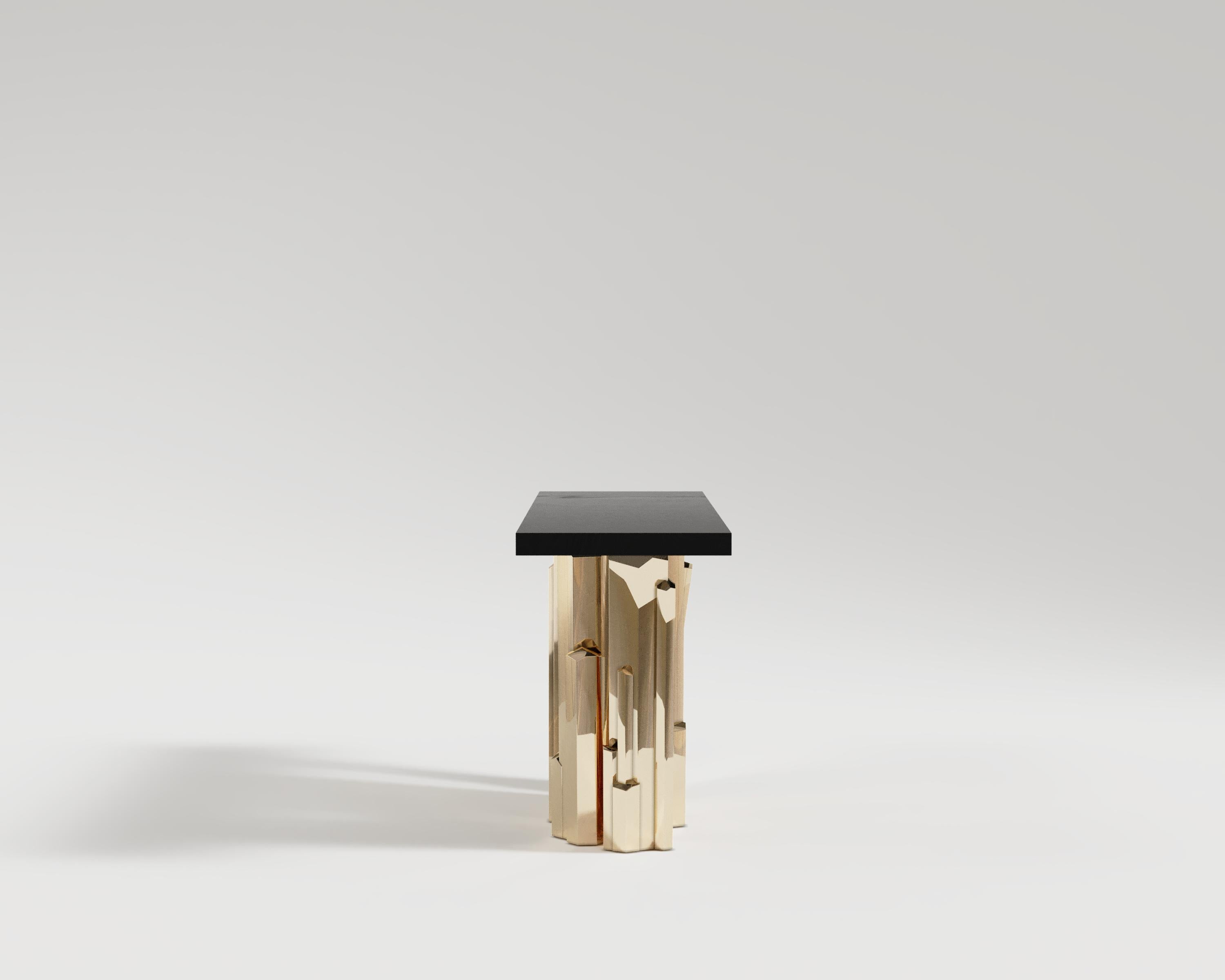 Turc Table console MetaCrystal sculpturale en bronze moulé par Palena Furniture en vente