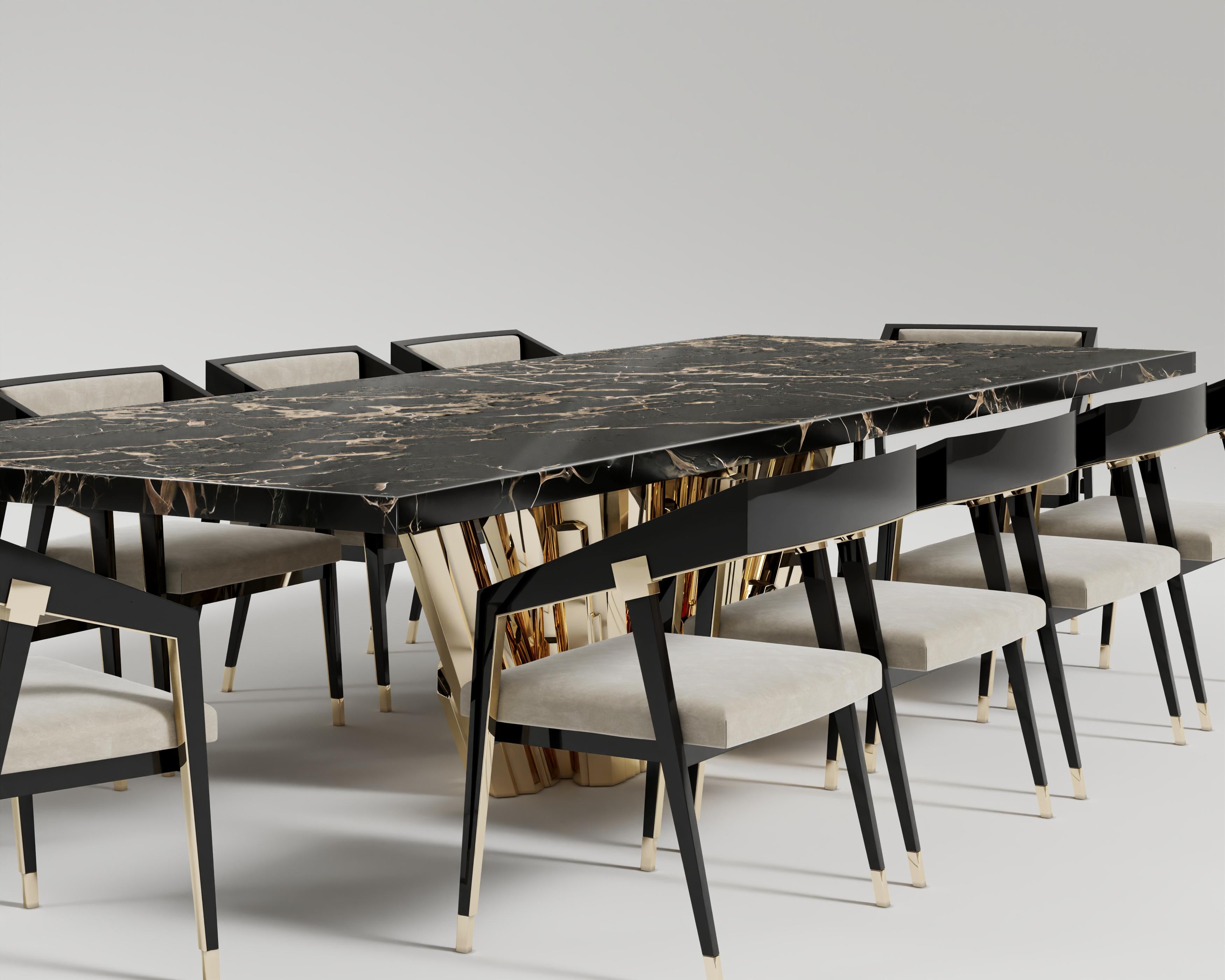 Turc Table de salle à manger Meta Crystal et 10 chaises de salle à manger Parma en vente