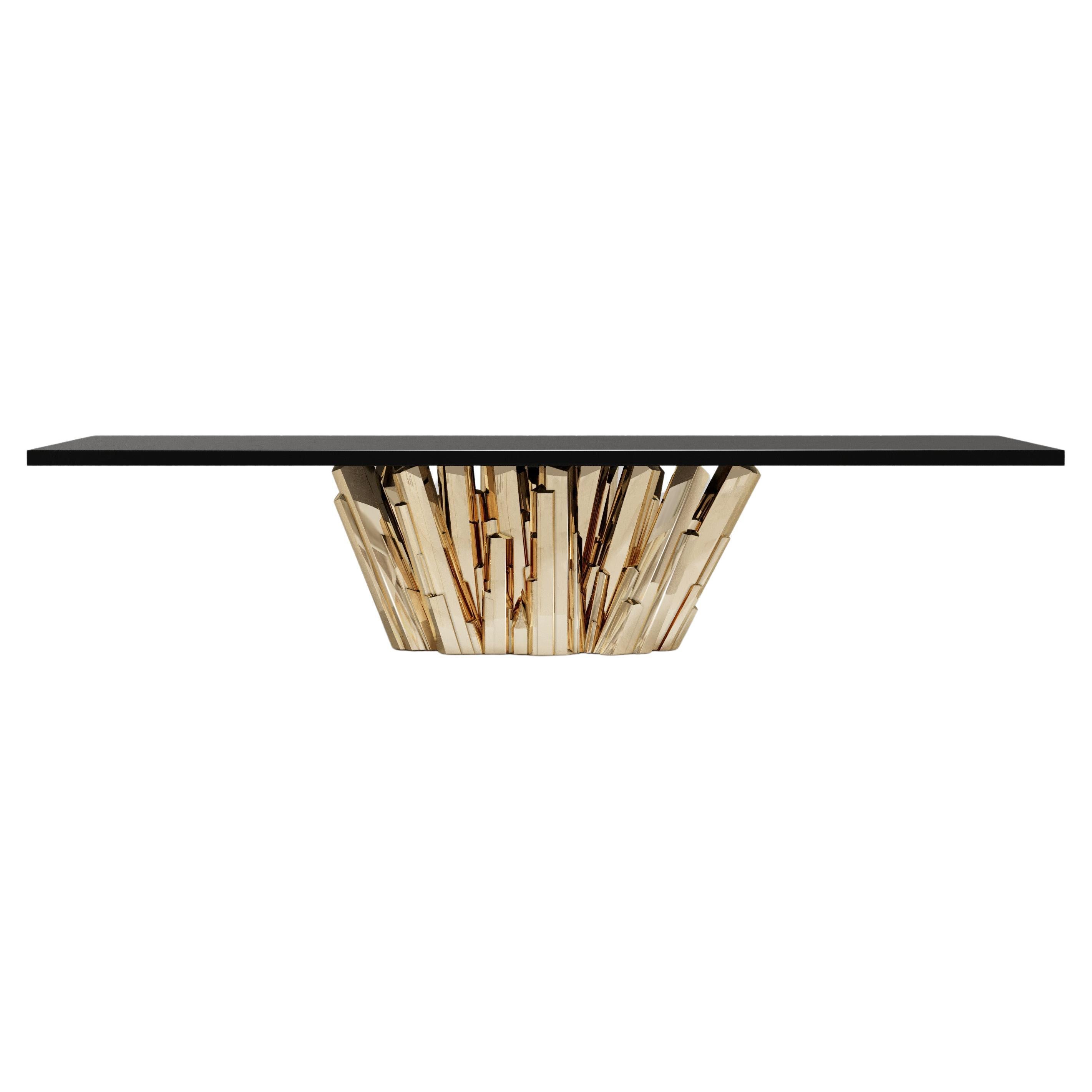 Meta Crystal Dining Table in Sculptural Cast Bronze by Palena Furniture 