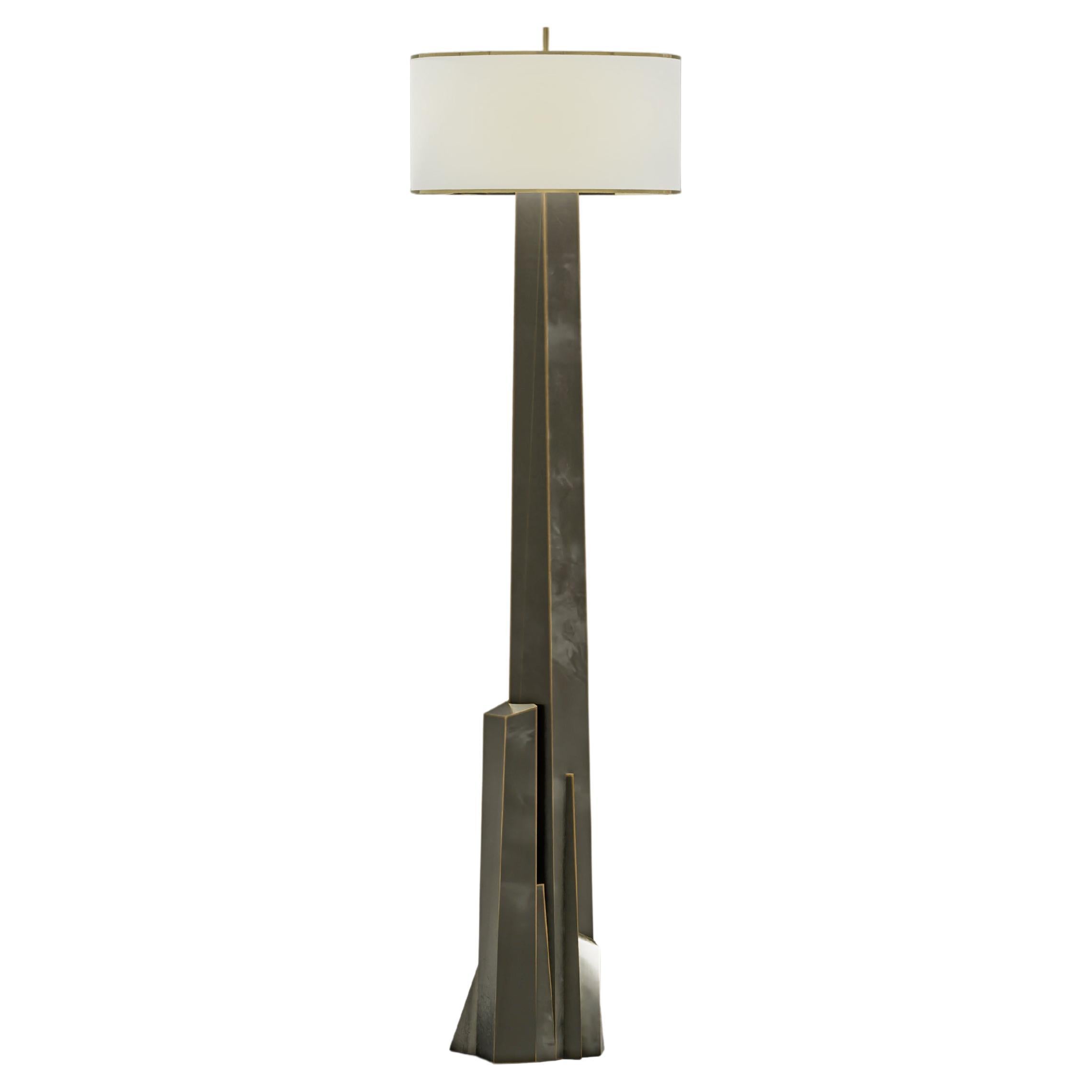 Meta Crystal Floor Lamp in Patina Bronze by Palena Furniture  For Sale