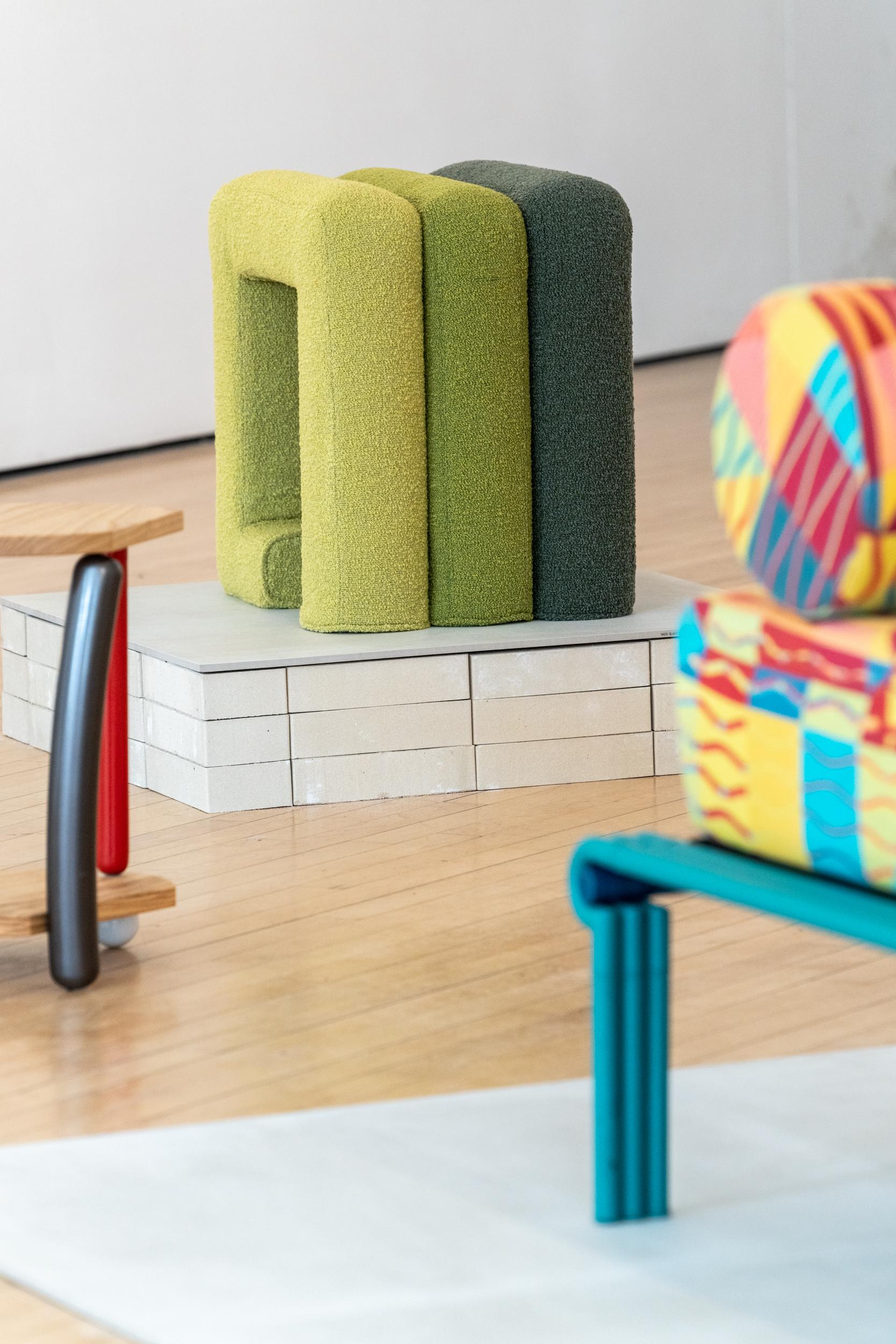 Meta is a metamorphosis from one object to another.

The stool uses an interlocking system that joins the sections together, making it a modular and interchangeable product based on the user’s choice of colours.

The stool can be extended into a