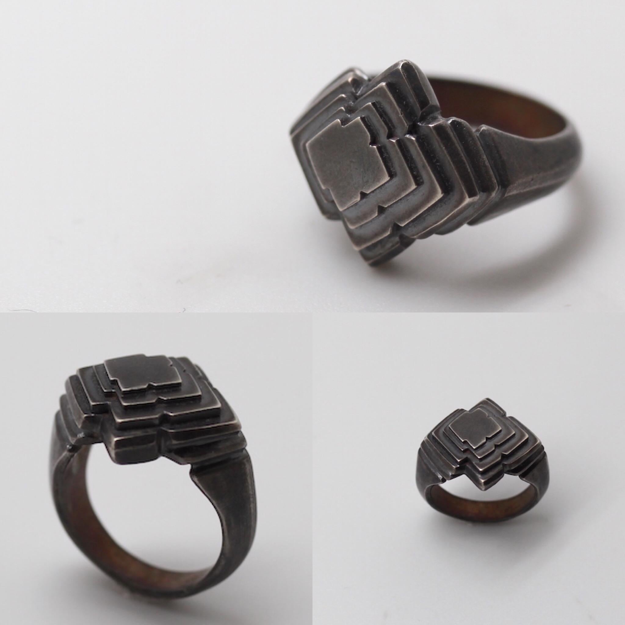 Metaalia Jewelry Handmade Zigguratt Ring in Sterling Silver In New Condition In Brooklyn, NY