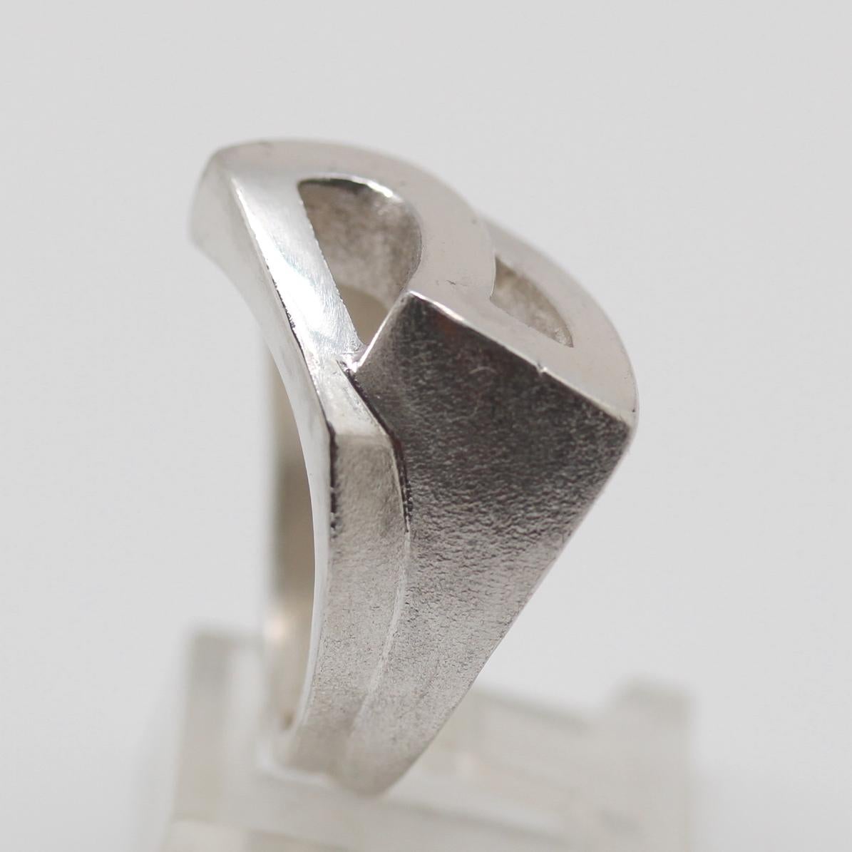 Artisan Metaalia Jewelry Protractor Series Ring in Sterling Silver For Sale