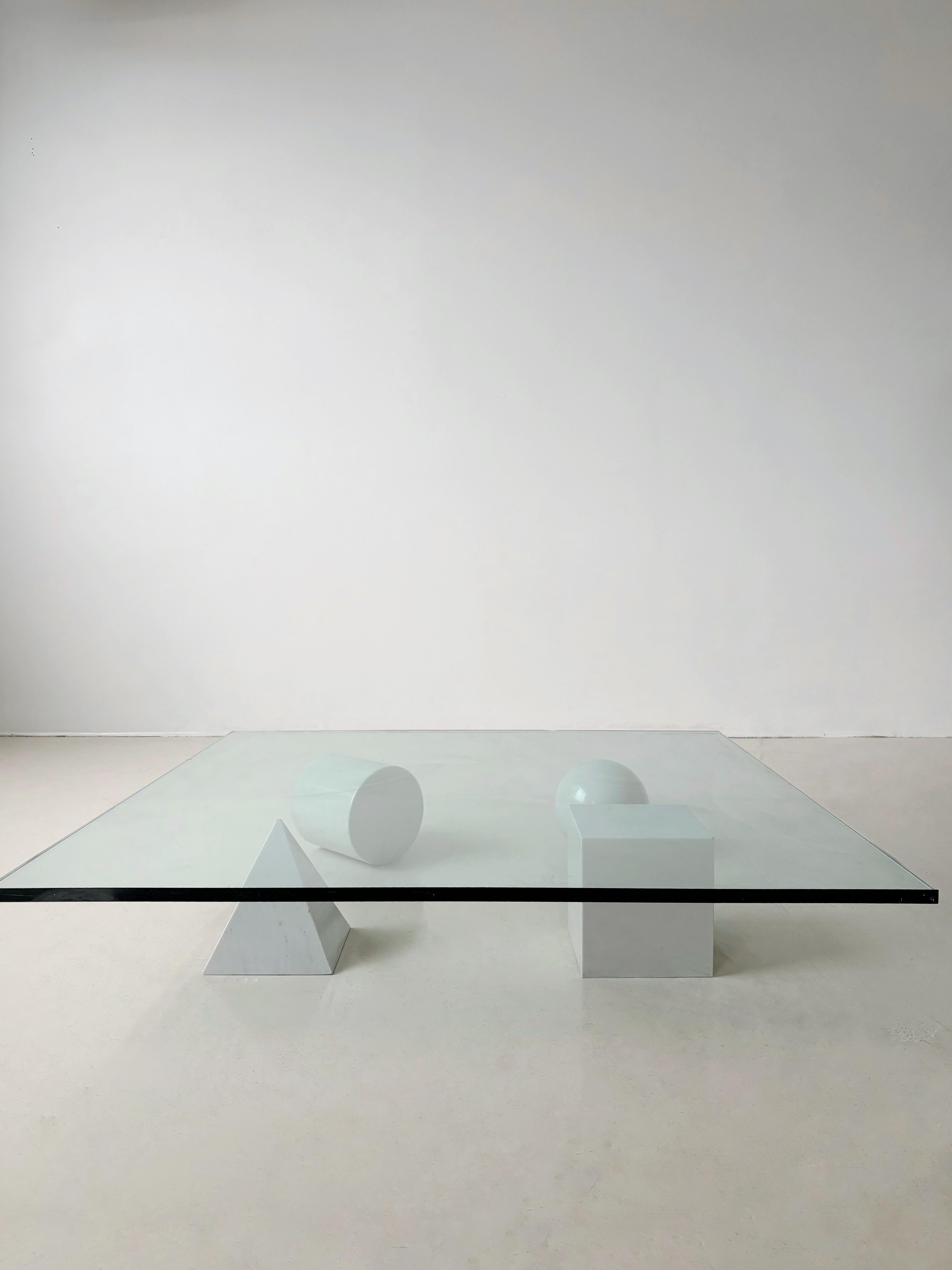 Modern Metafora Coffee Table in Carrara White Marble by Lella and Massimo Vignelli