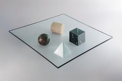 Metafora Square Coffee Table in Marble and Glass by Vignelli for Martinelli Luce