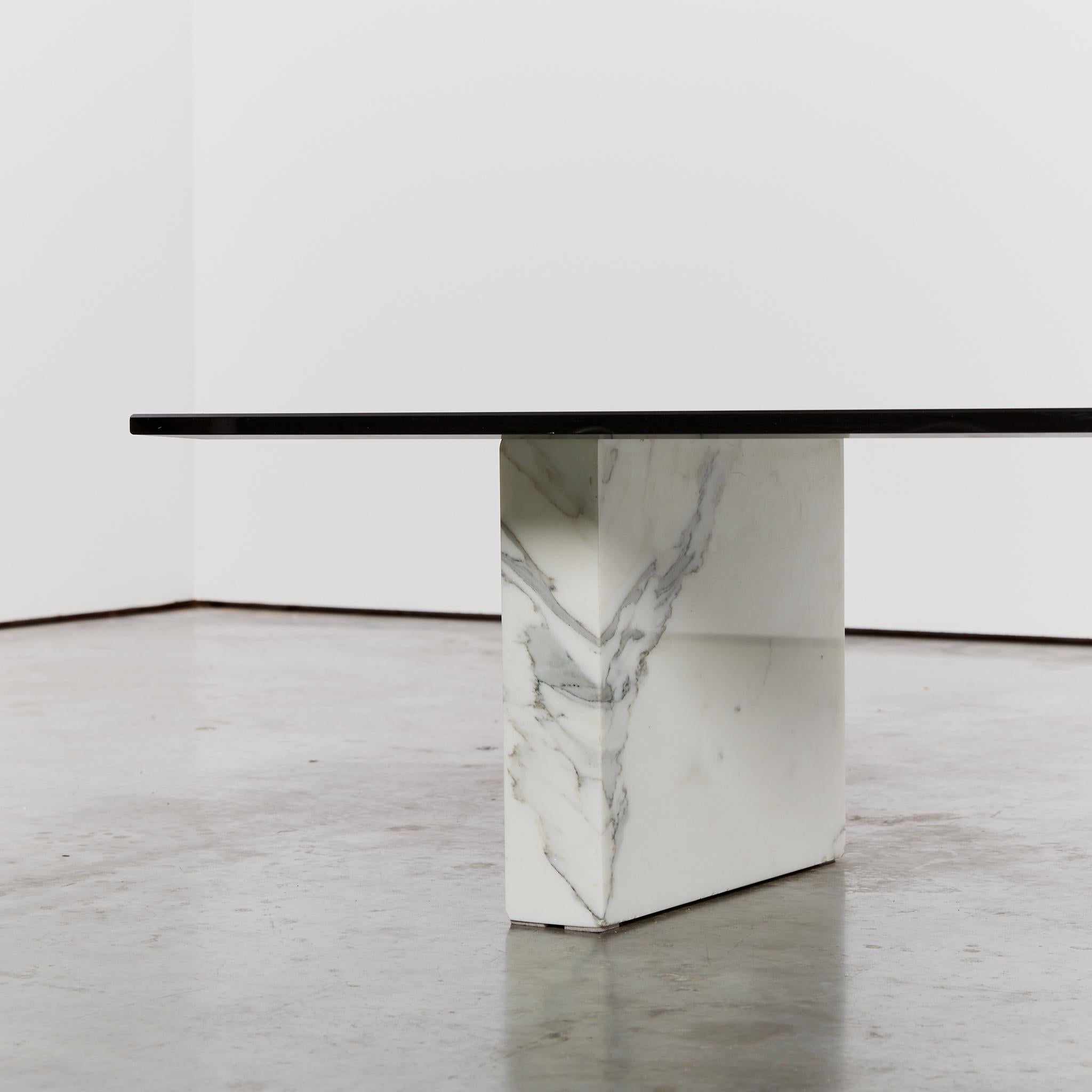 Glass Metafora Style Marble Occasional Coffee Table Attributed to Massimo Vignelli For Sale