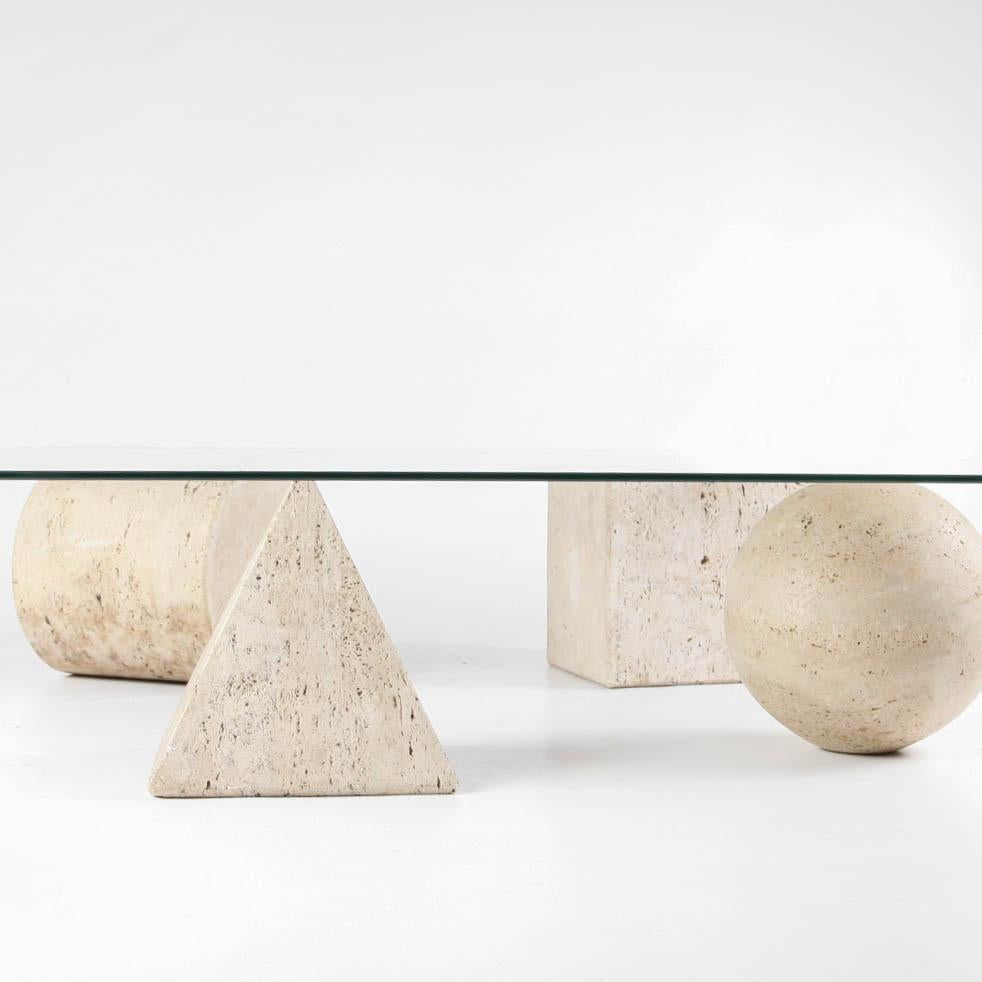 Metafora Travertine Coffee Table by Massimo Vignelli 4