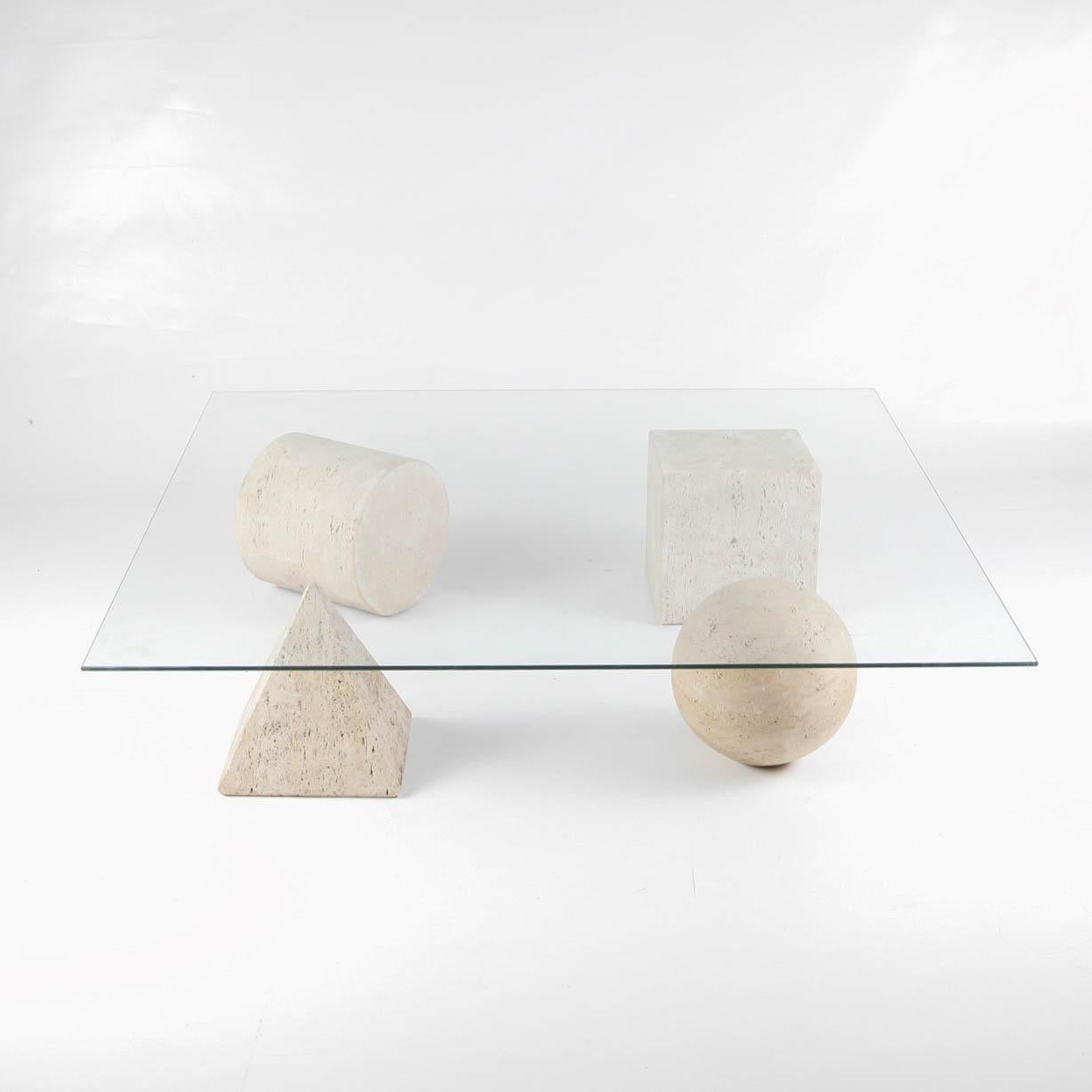 Metafora Travertine Coffee Table by Massimo Vignelli 5