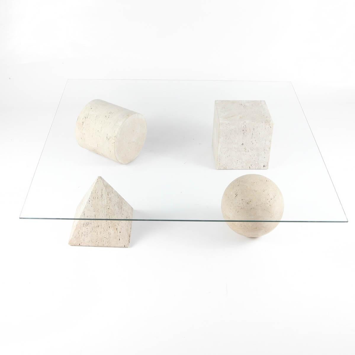 Metafora Travertine Coffee Table by Massimo Vignelli 1