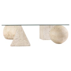 Metafora Travertine Coffee Table by Massimo Vignelli