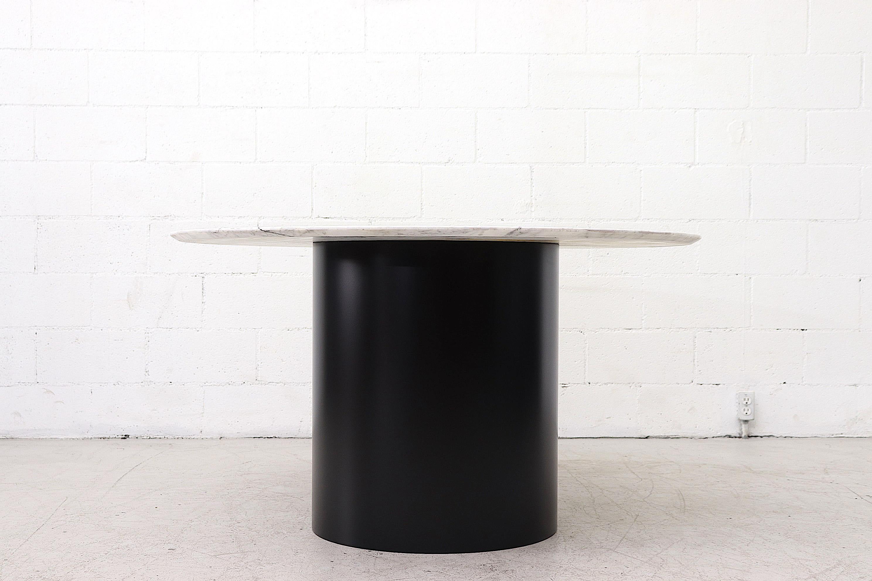 Mid-Century Modern Metaform Attributed Large Round Marble Pedestal Dining Table