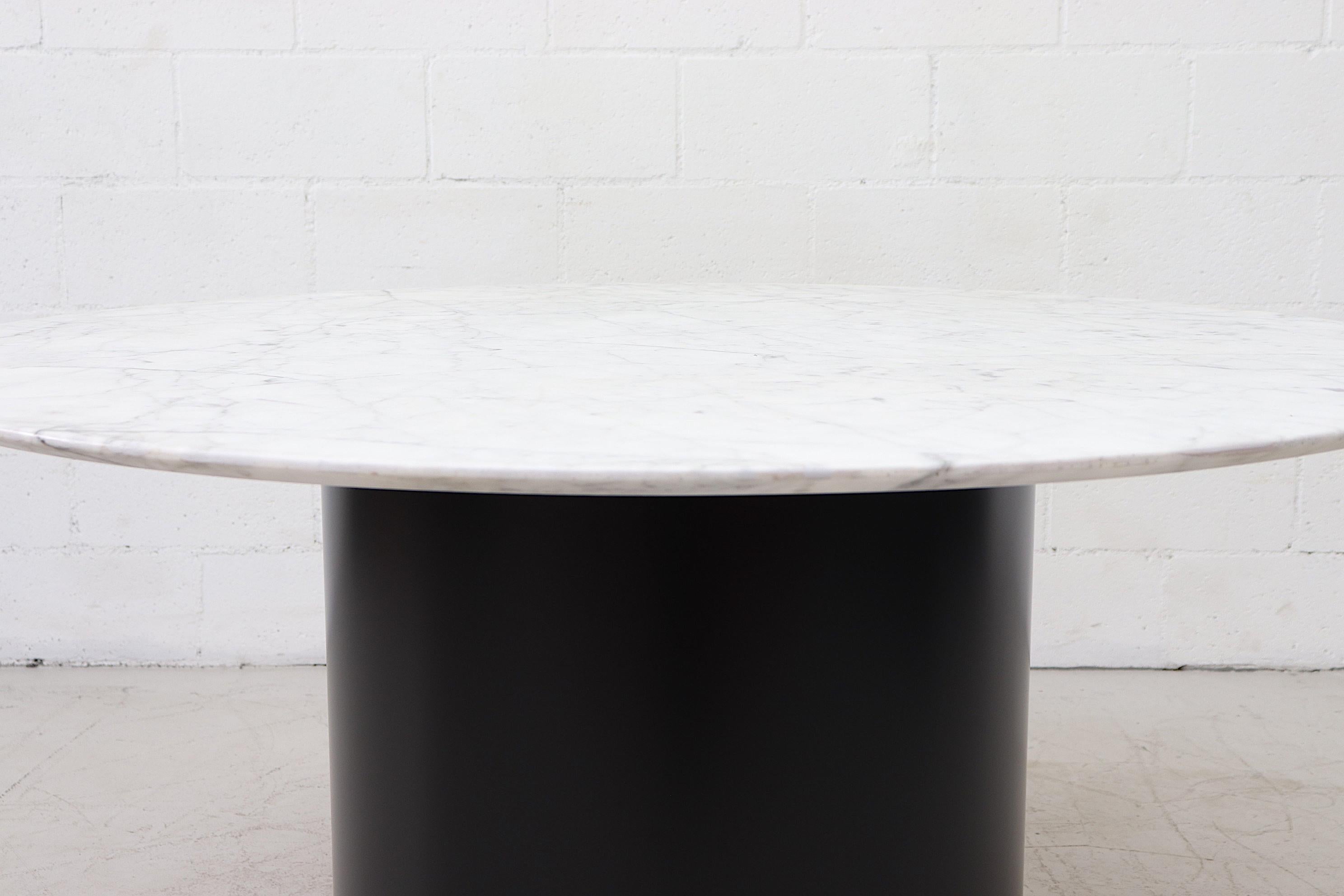 Late 20th Century Metaform Attributed Large Round Marble Pedestal Dining Table