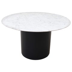 Metaform Attributed Large Round Marble Pedestal Dining Table