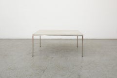 Mid-Century Metaform Attributed Square Coffee Table, White Stone, Chrome
