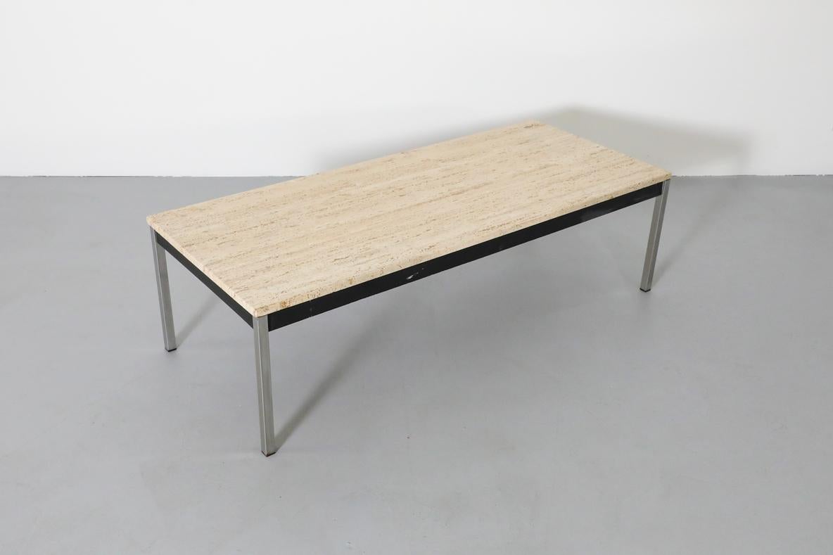 Metaform Table basse attribuée au milieu du siècle en travertin et chrome en vente 6
