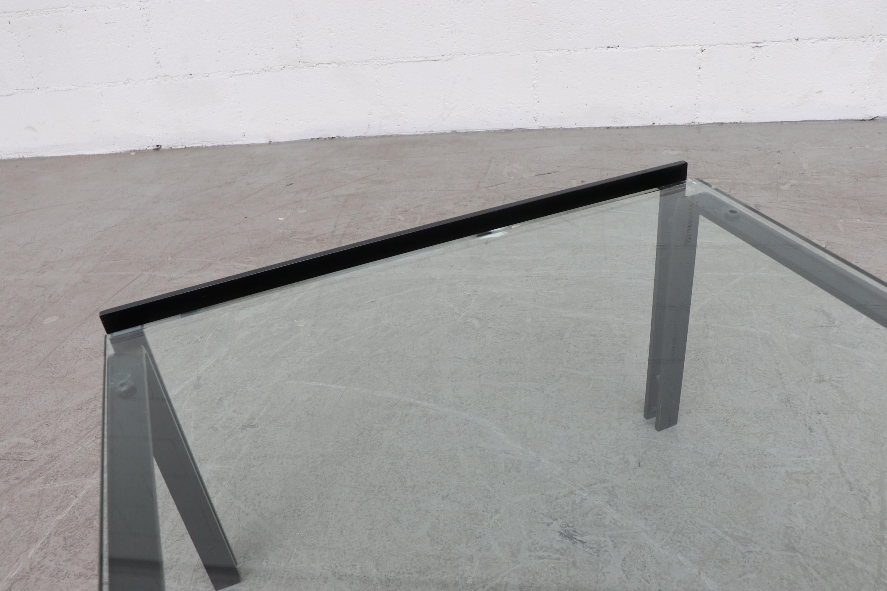Metaform Glass Coffee Table with Black Enameled Metal Frame 1