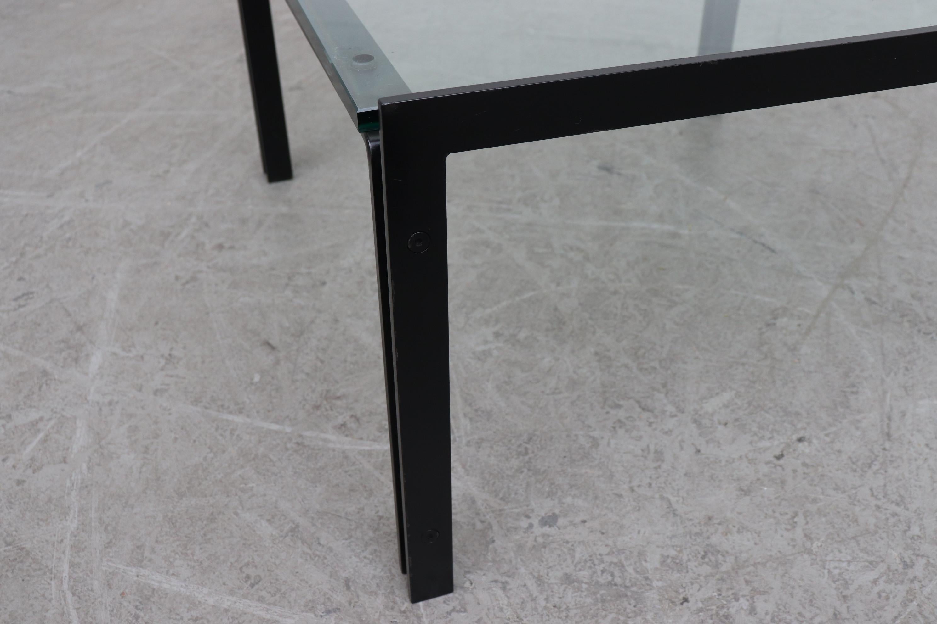 Metaform Glass Coffee Table with Black Enameled Metal Frame 2