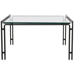 Metaform Glass Coffee Table with Black Enameled Metal Frame
