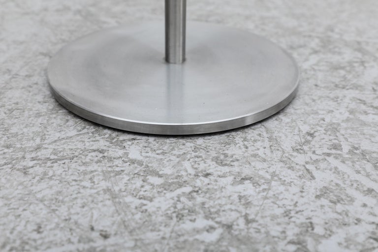 Metaform Glass Pedestal Side Table with Chrome Base For Sale at 1stDibs